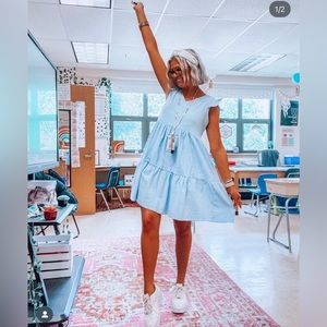 Sky Blue Ruffled Mini Dress